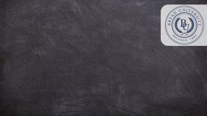 Blackboard wall with Bryan University logo, ideal as a professional Zoom background for online meetings and presentations.