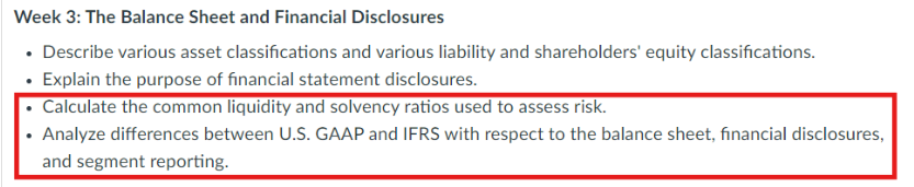 BU Resource Center image illustrating calculation of liquidity and solvency ratios for financial risk assessment, aligned with Guide to Substantive Feedback.