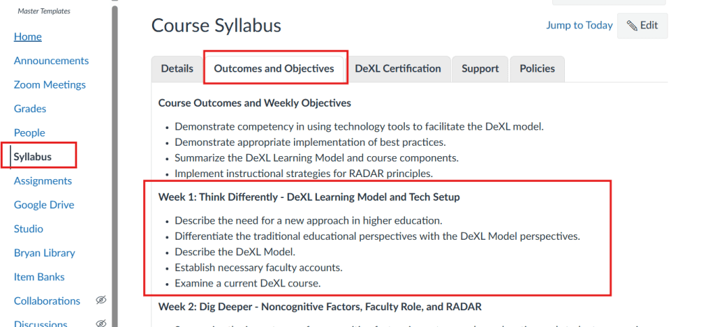 outcome and objectives